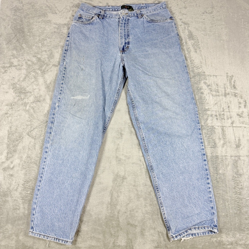 Vintage J.Crew Oarsman Mens 34W 30L Light Wash Denim Jeans Straight Leg USA Made